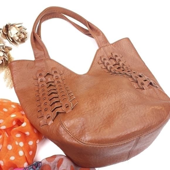 Anthropologie Camel Tan Brown Leather Hobo Tote - Picture 4 of 15